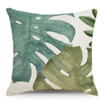 Federa per cuscino tropicale con foglie di monstera e trama in lino naturale - 45*45cm (Senza Inserto) / Stile Foglie di Monstera (YMD329-3)