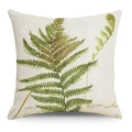 Fodera per cuscino con foglie tropicali e stampa botanica vintage su tessuto lino - 45*45cm (Senza Inserto) / Stile Felce Verde (YMD329-4)