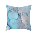 Square cushion cover with blue marble watercolor pattern and gold veins on peach skin - 45*45cm (Insert Not Included) / Ink Dye Marble Gold Sand (DRD452-7)