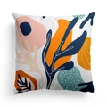 Nordic abstract cushion cover with colorful leaves and navy blue organic patterns - 45x45CM (No Core) / Bright Illustration 23(DRD278-23)
