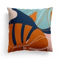 Nordic abstract pillow cover featuring monstera leaf silhouette in blue and red - 45x45CM (No Core) / Nordic Minimalist Silhouette 24(DRD278-24)