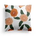 Fodera per cuscino floreale con fiori d'arancio vintage su sfondo bianco pulito - Crd125-1 / 45*45cm (Senza Inserto)