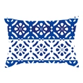 Detail of blue geometric floral pattern on a classic porcelain style pillowcase - 45*45cm (Insert Not Included) / Mediterranean Tile Pattern (30*50CM-15)