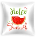 Federa per cuscino quadrata bianca con stampa anguria e scritte Hello Summer estive - 45x45cm / Motivo Anguria Hello Summer (DRD468-2)
