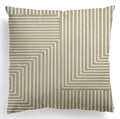 Nordic peach skin throw pillow cover with matcha green abstract geometric lines - 45*45cm (No Insert) / Matcha Green Beige Geometric Lines (DRD445-10)