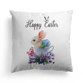 Paas kussensloop met aquarel konijn in een beker en Happy Easter tekst print - Happy Easter Mok Konijn (DRD328-24)
