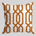 Funda de cojín cuadrada blanca con patrones geométricos naranjas modernos en tela - Hexágono Geométrico Entrelazado (DRD403-2) / 45x45cm