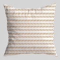 Modern white square pillowcase featuring an orange geometric striped pattern for home decor - Repeated Short Slashes (DRD403-4) / 45x45cm