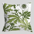 Federa per cuscino vintage verde con stampa botanica di foglie e fiori bianchi - 45*45cm (Senza Inserto) / Stile Illustrazione Botanica (DRD473-1)