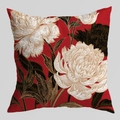 Oosterse rode kussenhoes met witte pioenbloemmotieven voor bankdecoratie in huis - Chinees Pioenbloempatroon (CRD126-1) / 45*45cm (Geen Binnenkussen)
