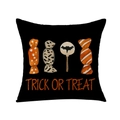 Halloween pumpkin linen pillowcase featuring Trick or Treat candy print on a black square cover - Black Candy Style (YMD138-2)