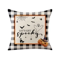 Halloween pumpkin linen pillow cover with spooky prints and checkered border for home decor - Checkerboard Ghost Pumpkin Style (YMD138-3)