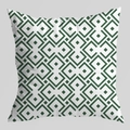 Fodera per cuscino quadrata stile francese con motivo geometrico a rombi verde scuro su bianco - Griglia a Rombi Verde Scuro (DRD404-1)