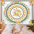 Tapiz de pared mandala bohemio con flores de acuarela para decoración de dormitorios - Floral Acuarela (GT46-2) / 95x73cm (Tela Cepillada)