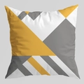 Funda de cojín cuadrada moderna con patrón geométrico amarillo y gris en fondo blanco - Estilo de empalme geométrico de cuatro colores (DRD474-1)