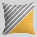 Funda de cojín geométrica amarilla y gris de piel de melocotón para decoración de sofá - Estilo de empalme amarillo sarga gris blanco (DRD474-2)