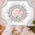 Tapiz bohemio con mandala floral rosa para decoración de pared de dormitorio - Mandala Rosa Blanco (GT46-3) / 95x73cm (Tela Cepillada)