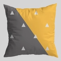 Federa per cuscino geometrica moderna con stampa grigia e gialla e piccoli triangoli bianchi - Stile decorativo a triangolo diagonale grigio giallo (DRD474-5)
