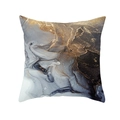 Modern square pillowcase with black grey marble pattern and golden ink lines design - 45x45cm / Style 3 (DRD453-3)