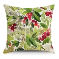 Nordic Christmas throw pillow cover with watercolor red berries and green leaves design - 45*45cm (No Insert) / Vintage Truck Style (YMD73-1)