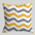 Federa per cuscino con motivo a onde giallo, grigio e bianco in tessuto pelle di pesco - Stile texture onda bianca grigio giallo (DRD474-7)