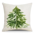 Christmas tree watercolor pillow cover made of textured linen for holiday home decor - 45*45cm (No Insert) / Christmas Tree Style (YMD73-3)
