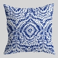Blue and white kaleidoscope pattern throw pillow cover in soft velvet fabric - 45*45cm (Insert Not Included) / Tie Dye Kaleidoscope Geometric (CRD124-5)