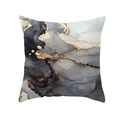 Square peach skin pillowcase with black and white marble ink texture and gold foil accents - 45x45cm / Style 6 (DRD453-6)