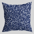 Blue Chinoiserie cushion cover with white geometric dot pattern and soft velvet texture - 45*45cm (Insert Not Included) / Dark Blue Dot Matrix Stripes (CRD124-6)