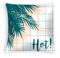 Tropical palm leaf print pillowcase with pink accents and Hot! text on peach skin fabric - Hot! Palm Leaf Pattern (DRD467-7)