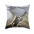 Modern marble pattern cushion cover with black grey ink textures and gold foil lines - 45x45cm / Style 7 (DRD453-7)