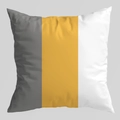 Fodera per cuscino geometrica gialla e grigia in pelle di pesca per il divano - Stile a righe verticali tricolore grigio giallo bianco (DRD474-11)