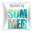 White pillowcase featuring dream of SUMMER text and tropical palm leaf patterns - Dream of Summer Pattern (DRD467-11)