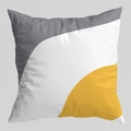 Federa per cuscino quadrata con motivo geometrico a blocchi grigio bianco e giallo - Stile di giunzione a blocchi di colore geometrici grigio bianco giallo (DRD474-13)