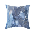 Blue marble fluid art pillowcase with gold veins on peach skin fabric cushion cover - 45x45cm / Style 11 (DRD453-11)