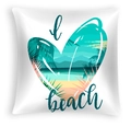 White peach skin pillow case with heart tropical beach print and I beach text - I Beach Heart Pattern (DRD467-14)