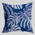 Blue tropical monstera leaf print pillow cover with purple and white leaves for sofa decor - 45*45cm (Insert Not Included) / Tropical Monstera Leaves (CRD124-11)