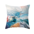 Square peach skin pillowcase with blue Nordic marble fluid art and gold accents - 45x45cm / Style 14 (DRD453-14)