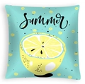 Light blue summer fruit pillowcase featuring a yellow lemon print and Summer text - 45x45cm / Light Blue Lemon Pattern (DRD468-9)