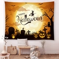 Cozy indoor scene featuring a Halloween moon and witch tapestry on a white wall - Brushed Fabric / Orange Witch Dead Tree Style (GT47-8) / 95x73