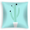 Square cushion cover with minimalist green cactus print on a soft blue background - 45x45cm / Light Teal Simple Cactus (DRD468-11)