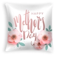 White Mother's Day pillow case featuring pink floral Happy Mother's Day print - Artistic Text Floral (DRD463-13) / 45x45CM (No Core)
