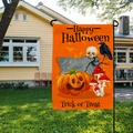 Drapeau de jardin Halloween en lin avec motifs orange et décorations de fête - Style Citrouille Orange Corbeau (QZ15-16) / 30*45cm