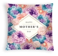 Square Mother's Day pillow case with purple floral print and Happy Mother's Day text - Graduated Purple Floral (DRD463-16) / 45x45CM (No Core)