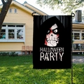 Halloween Party garden flag featuring a hooded skeleton design with red blood splatters - Grim Reaper Skull Style (QZ15-2) / 30*45cm