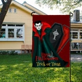 Halloween garden flag with vampire design and Trick or Treat text on green lawn - Vampire Coffin Style (QZ15-3) / 30*45cm