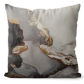 Modern square peach skin pillowcase with gold marble pattern and grey fluid ink art - 45x45cm / Style 26 (DRD453-26)