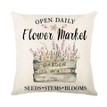 Lavender flower market printed linen pillowcase with purple floral garden theme - 45x45cm / Wooden Flower Basket (YMD327-14)