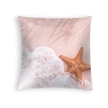 Square summer beach pillowcase with pink sand starfish and ocean waves print - Starfish Beach Scenery (DRD454-11)