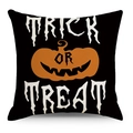 Halloween black linen cushion cover with Jack-o'-lantern and Trick or Treat slogan - 45cmx45cm / Black Jack-o'-lantern Pattern (YMD98-4)